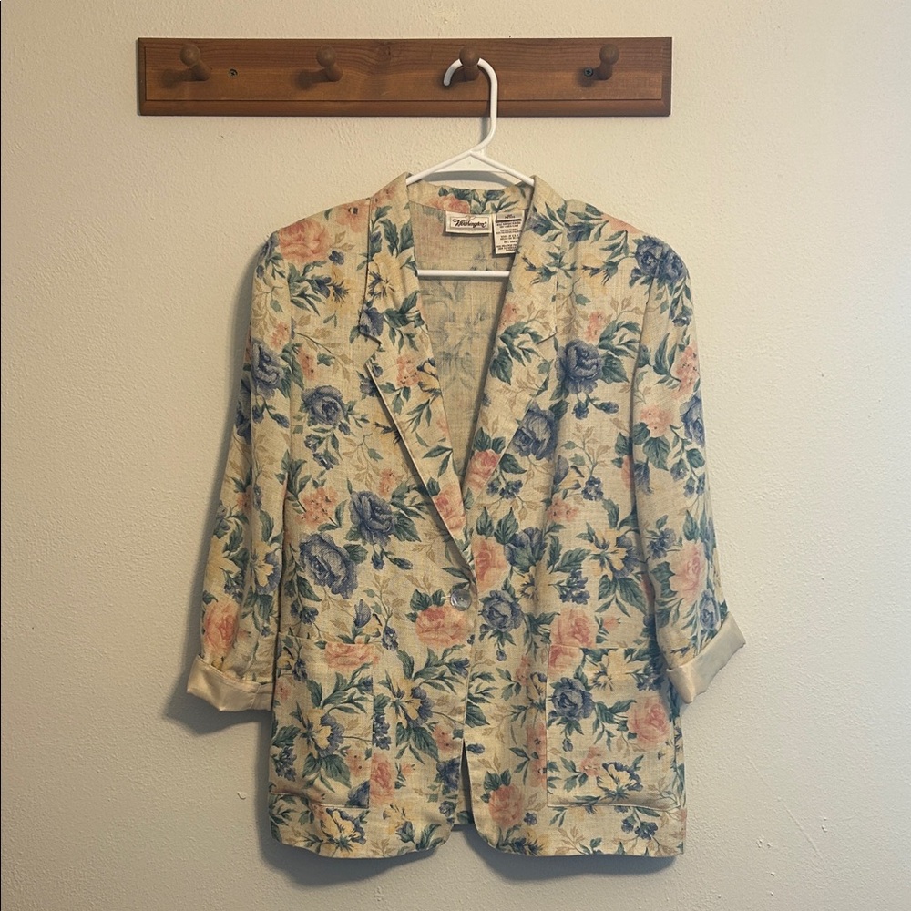 Vintage Worthington Floral Blazer Size 12 Petite